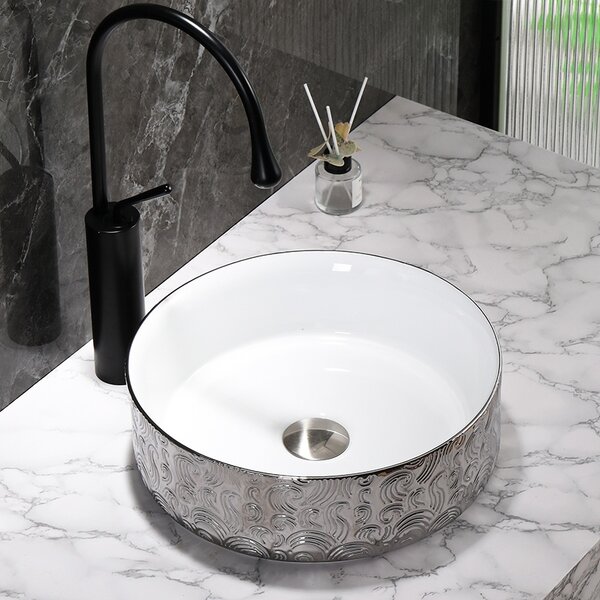 BPS-koupelny Keramické umývadlo na dosku LAVA WH SV MOD3 360 36x36 cm, biele/strieborné
