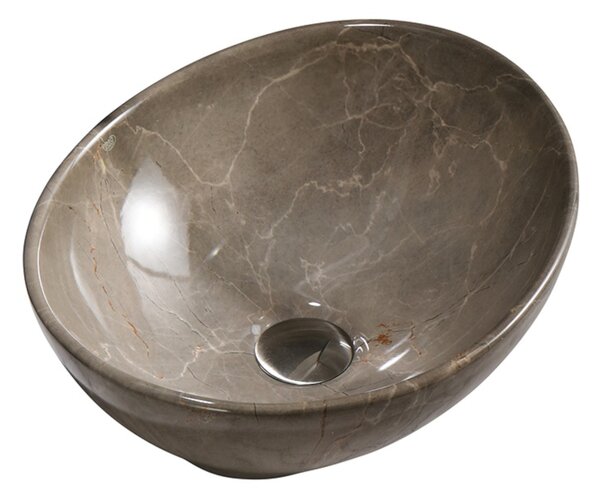 BPS-koupelny Keramické umývadlo na dosku LUMO MAR8 405 40,5x30 cm, hnedý mramor