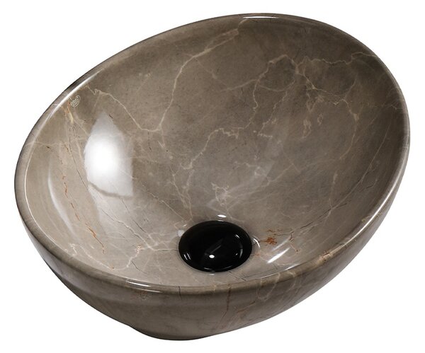 BPS-koupelny Keramické umývadlo na dosku LUMO MAR8 405 40,5x30 cm, hnedý mramor