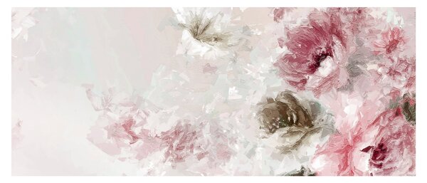 Obraz - Maľba ružových kvetov (120x50 cm)