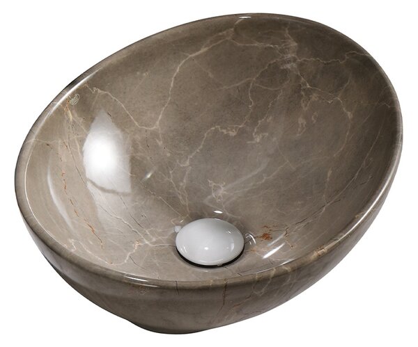BPS-koupelny Keramické umývadlo na dosku LUMO MAR8 405 40,5x30 cm, hnedý mramor