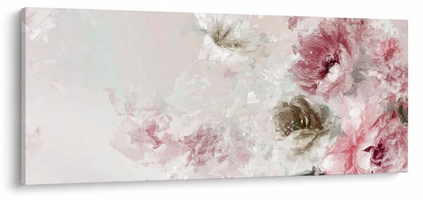 Obraz - Maľba ružových kvetov (120x50 cm)