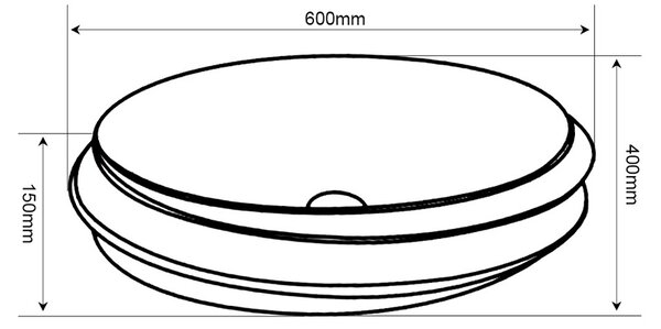 BPS-koupelny Keramické umývadlo na dosku YOKO BL GL LN 600 60x40 cm, čierne/zlatý prúžok