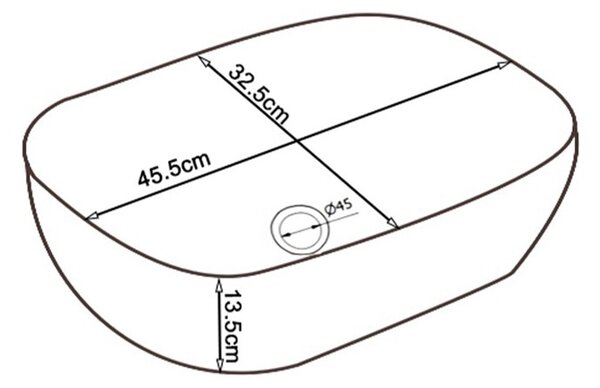 BPS-koupelny Keramické umývadlo na dosku MILO WH MOD1 455 45,5x32,5 cm, biele/zlato-strieborný dekor