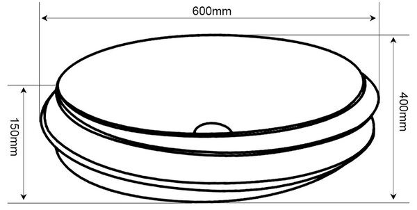 BPS-koupelny Keramické umývadlo na dosku YOKO WH GL LN 600 60x40 cm, biele/zlatý prúžok