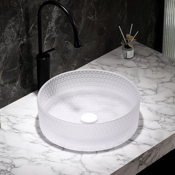 BPS-koupelny Sklenené umývadlo na dosku BRILLANT1 WH 360 36x12 cm, mat