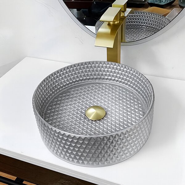 BPS-koupelny Sklenené umývadlo na dosku BRILLANT1 SV 360 36x12 cm, strieborná mat