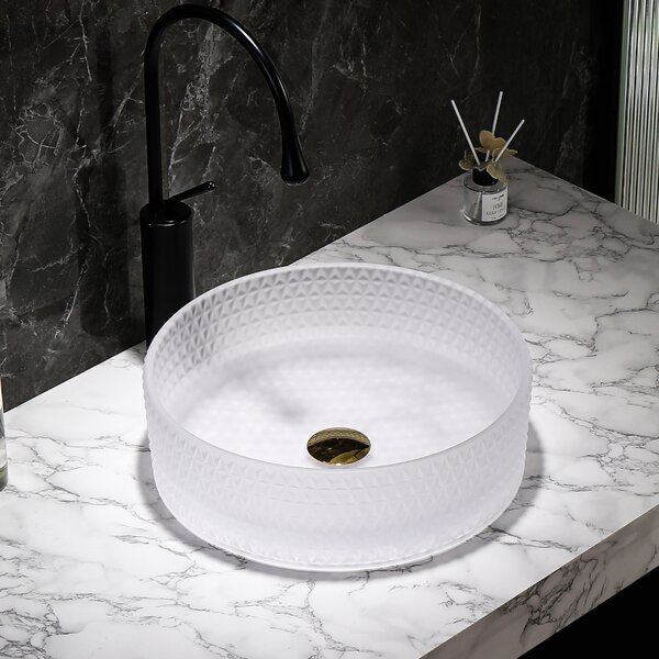 BPS-koupelny Sklenené umývadlo na dosku BRILLANT1 WH 360 36x12 cm, mat