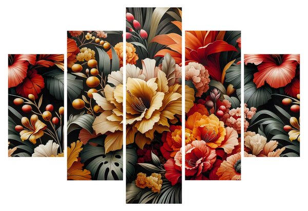 Obraz - Oranžovo-červené kvety (150x105 cm)