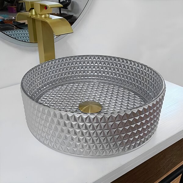 BPS-koupelny Sklenené umývadlo na dosku BRILLANT1 SV 360 36x12 cm, strieborná mat