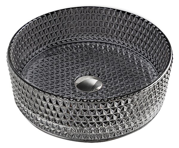 BPS-koupelny Sklenené umývadlo na dosku BRILLANT1 BL PL 360 36x12 cm, platina lesk