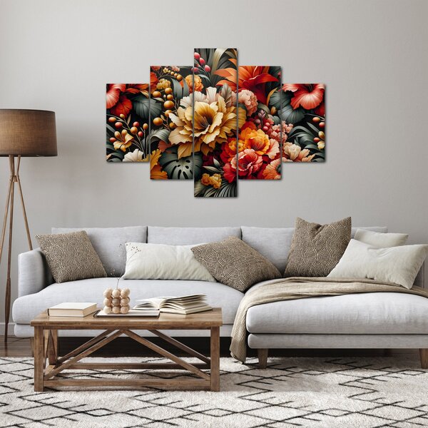 Obraz - Oranžovo-červené kvety (150x105 cm)