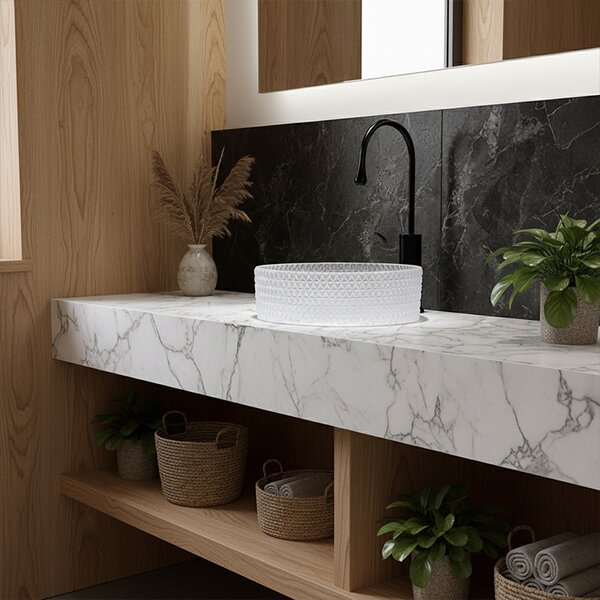 BPS-koupelny Sklenené umývadlo na dosku BRILLANT1 WH 360 36x12 cm, mat