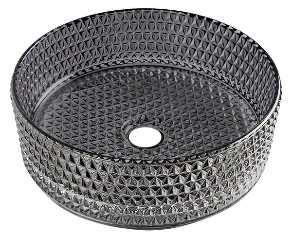 BPS-koupelny Sklenené umývadlo na dosku BRILLANT1 BL PL 360 36x12 cm, platina lesk
