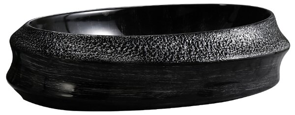 BPS-koupelny Keramické umývadlo na dosku STAR BL SV 600 60x40 cm, čierno / strieborné