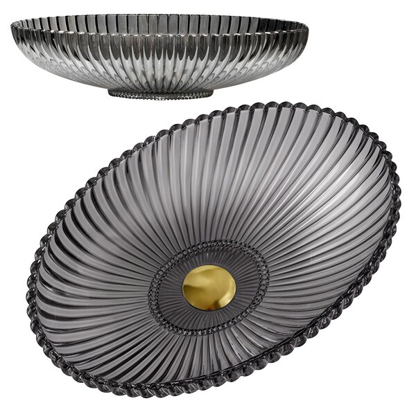BPS-koupelny Sklenené umývadlo na dosku BRILLANT3 BL PL 510 51x35 cm, platina lesk