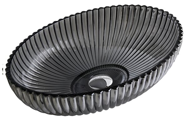 BPS-koupelny Sklenené umývadlo na dosku BRILLANT3 BL PL 510 51x35 cm, platina lesk
