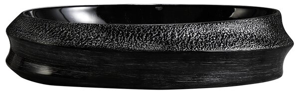 BPS-koupelny Keramické umývadlo na dosku STAR BL SV 600 60x40 cm, čierno / strieborné