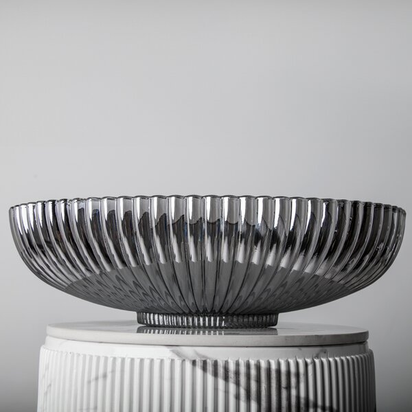 BPS-koupelny Sklenené umývadlo na dosku BRILLANT3 BL PL 510 51x35 cm, platina lesk