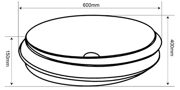 BPS-koupelny Keramické umývadlo na dosku STAR BL GL 600 60x40 cm, čierno / zlaté