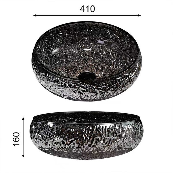 BPS-koupelny Sklenené umývadlo na dosku BRILLANT4 BL 410 41x12 cm, čierny lesk