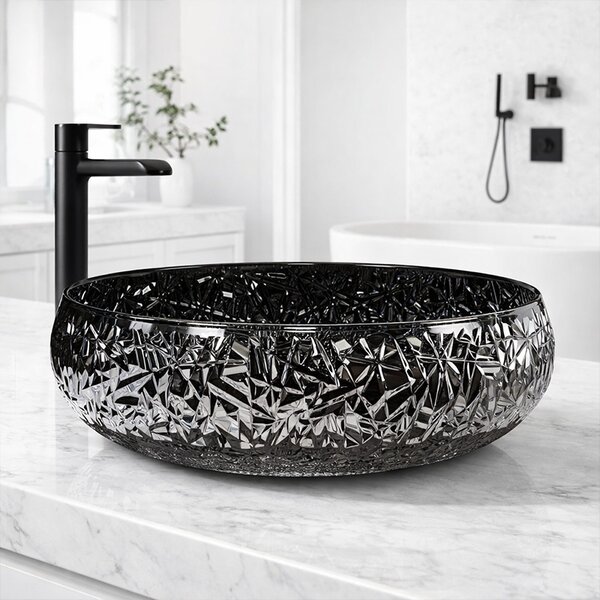 BPS-koupelny Sklenené umývadlo na dosku BRILLANT4 BL 410 41x12 cm, čierny lesk
