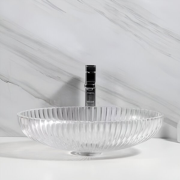 BPS-koupelny Sklenené umývadlo na dosku BRILLANT3 TR 510 51x35 cm, transparent