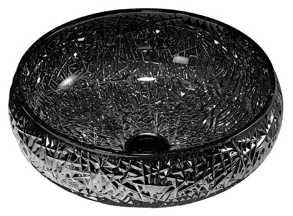 BPS-koupelny Sklenené umývadlo na dosku BRILLANT4 BL 410 41x12 cm, čierny lesk