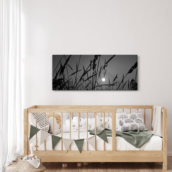 Obraz - Lúka so západom slnka (120x50 cm)