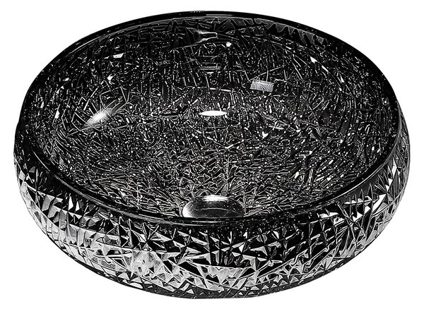 BPS-koupelny Sklenené umývadlo na dosku BRILLANT4 BL 410 41x12 cm, čierny lesk