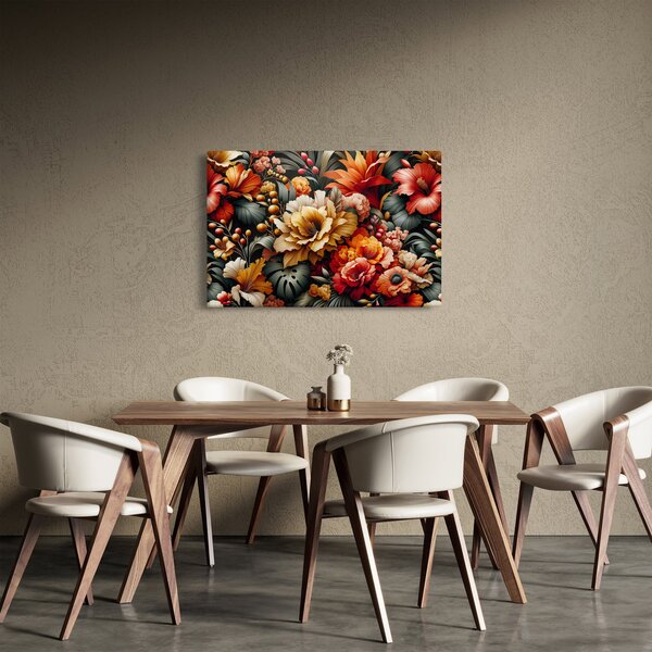Obraz - Oranžovo-červené kvety (90x60 cm)