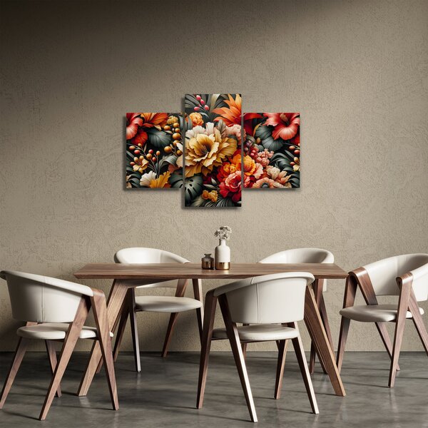 Obraz - Oranžovo-červené kvety (90x60 cm)