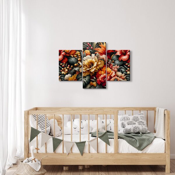 Obraz - Oranžovo-červené kvety (90x60 cm)