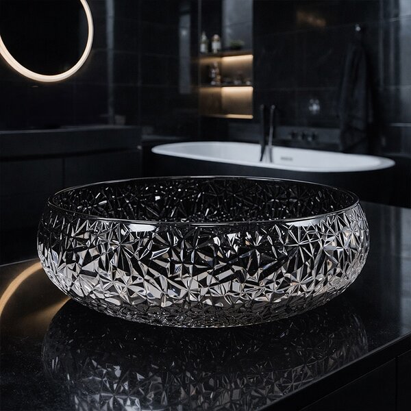 BPS-koupelny Sklenené umývadlo na dosku BRILLANT4 BL 410 41x12 cm, čierny lesk