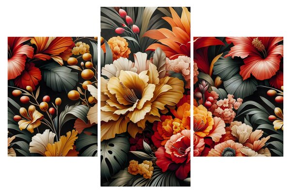 Obraz - Oranžovo-červené kvety (90x60 cm)