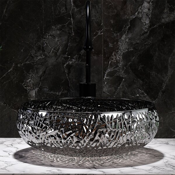 BPS-koupelny Sklenené umývadlo na dosku BRILLANT4 BL 410 41x12 cm, čierny lesk