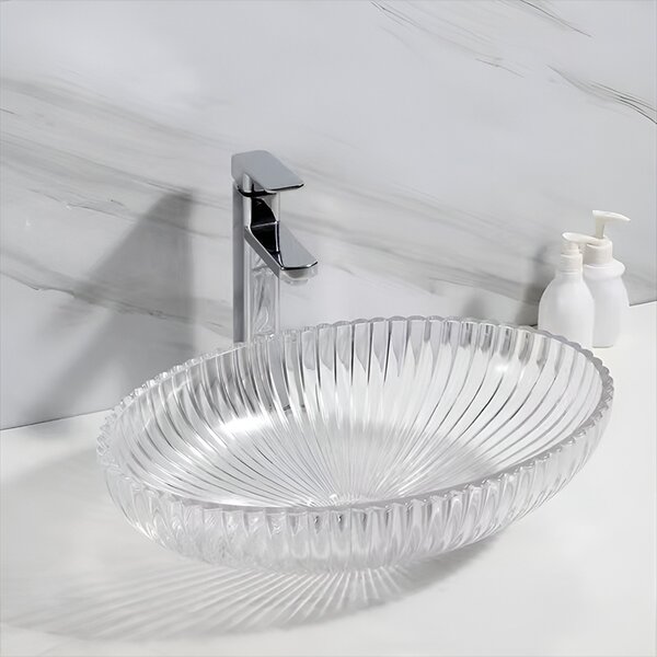 BPS-koupelny Sklenené umývadlo na dosku BRILLANT3 TR 510 51x35 cm, transparent