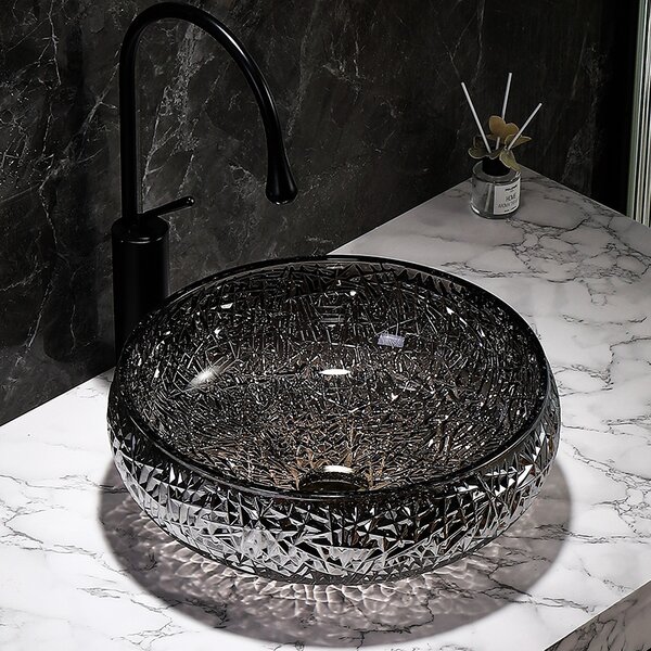 BPS-koupelny Sklenené umývadlo na dosku BRILLANT4 BL 410 41x12 cm, čierny lesk