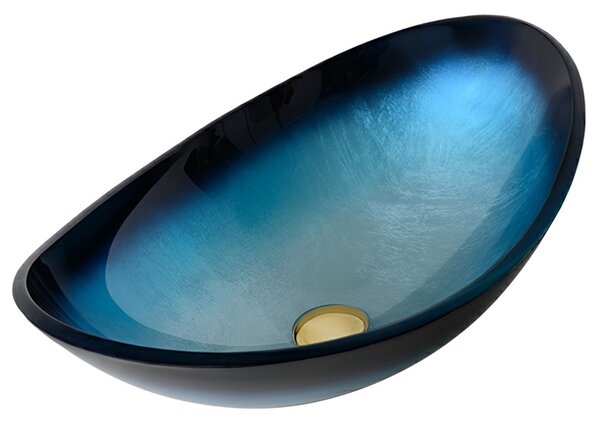 BPS-koupelny Keramické umývadlo na dosku LAVI BU BL 530 54x37 cm, modré lesk