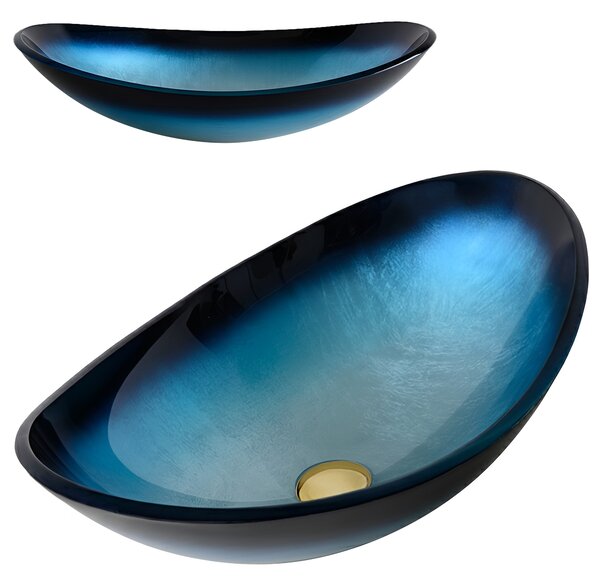 BPS-koupelny Keramické umývadlo na dosku LAVI BU BL 530 54x37 cm, modré lesk