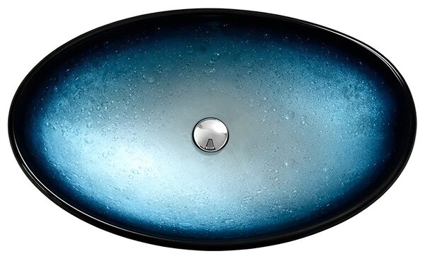 BPS-koupelny Keramické umývadlo na dosku LAVI BU BL 530 54x37 cm, modré lesk