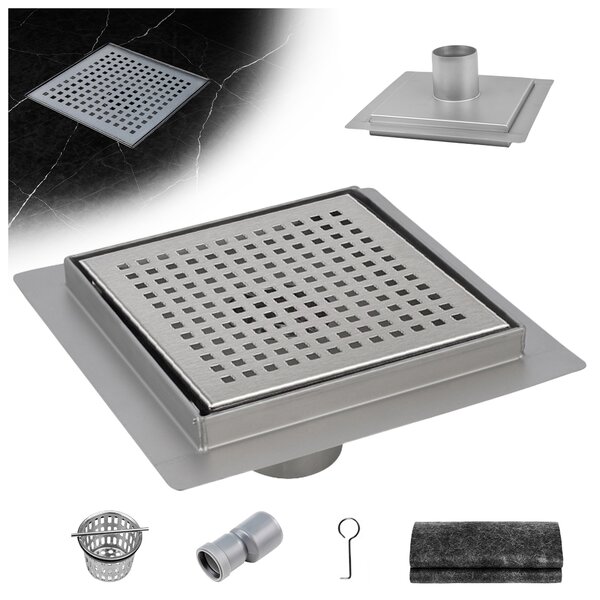 BPS-koupelny Štvorcový sprchový odtokový žľab DL08 QUBE G3 ST 15x15 cm, satén
