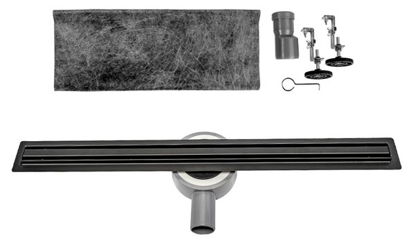 BPS-koupelny Sprchový odtokový žľab DL03 SLIM BL 60 cm, čierny