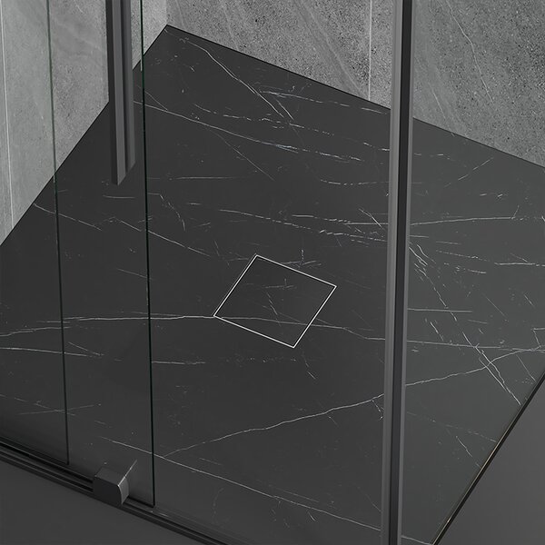 BPS-koupelny Štvorcový sprchový odtokový žľab DL07 360 FIX G1 BL 10x10 cm, čierny