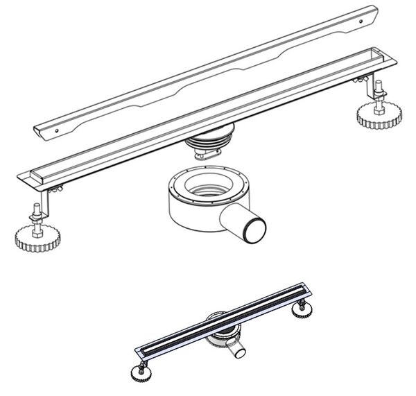 BPS-koupelny Sprchový odtokový žľab DL03 SLIM BL 60 cm, čierny