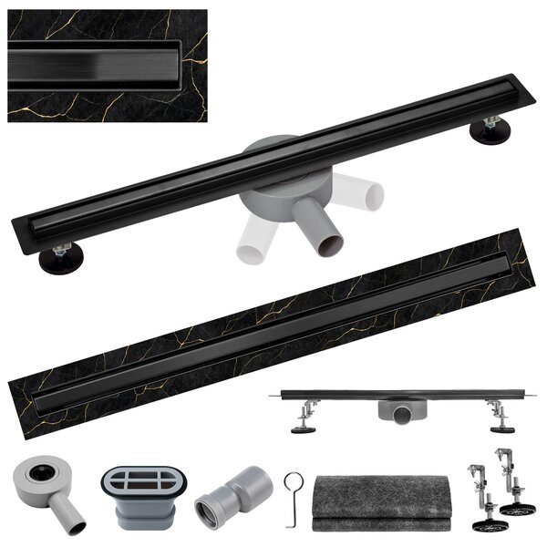 BPS-koupelny Sprchový odtokový žľab DL03 SLIM BL 60 cm, čierny