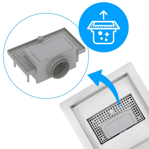 BPS-koupelny Štvorcový sprchový odtokový žľab 2in1 DL06 FIX G1 ST 15x15 cm, satén