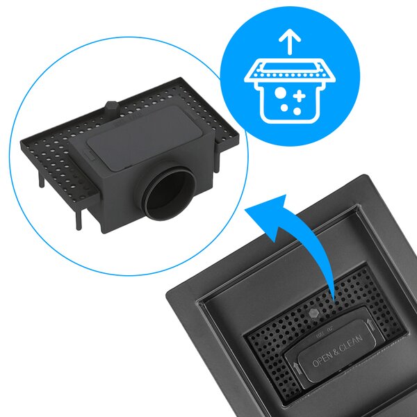BPS-koupelny Štvorcový sprchový odtokový žľab 2in1 DL06 FIX G1 BL 15x15 cm, čierny