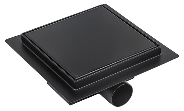 BPS-koupelny Štvorcový sprchový odtokový žľab 2in1 DL06 FIX G1 BL 15x15 cm, čierny