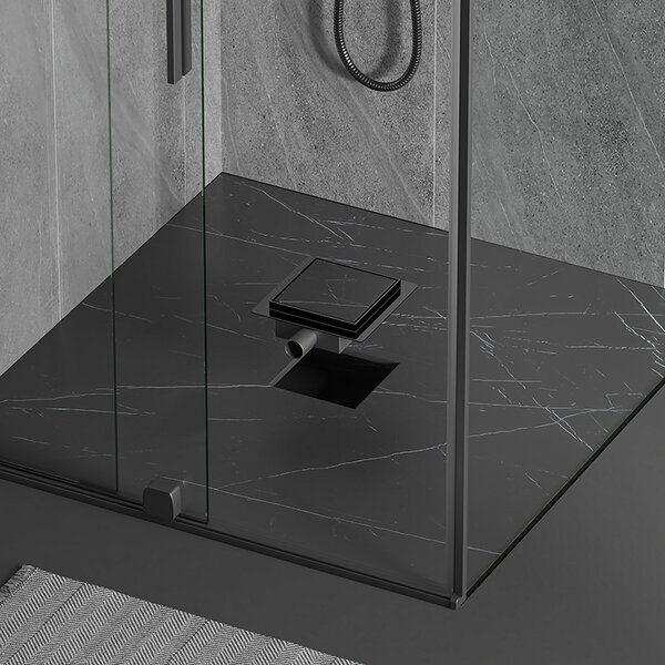 BPS-koupelny Štvorcový sprchový odtokový žľab 2in1 DL06 FIX G1 BL 15x15 cm, čierny